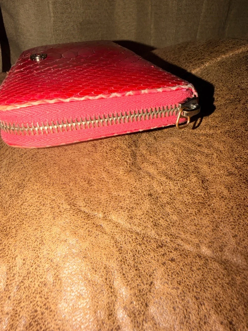 CHANEL Pink Python Zip-Around Wallet with Silver Hardware - Picture 7 of 10